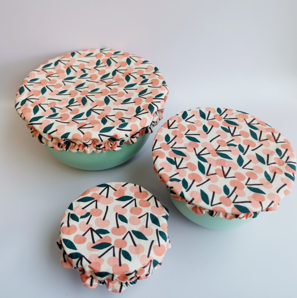 Kit de 3 charlottes Recouvre-Plat en Coton GOTS | CERISE