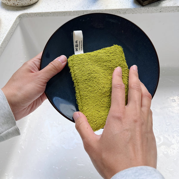 Eponge lavable réutilisable et grattante fabriquée main en France