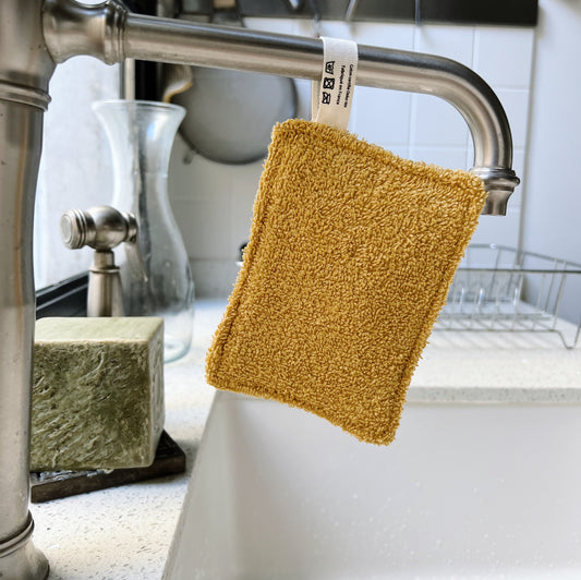 Éponge vaisselle lavable et réutilisable | 100% coton | Jaune