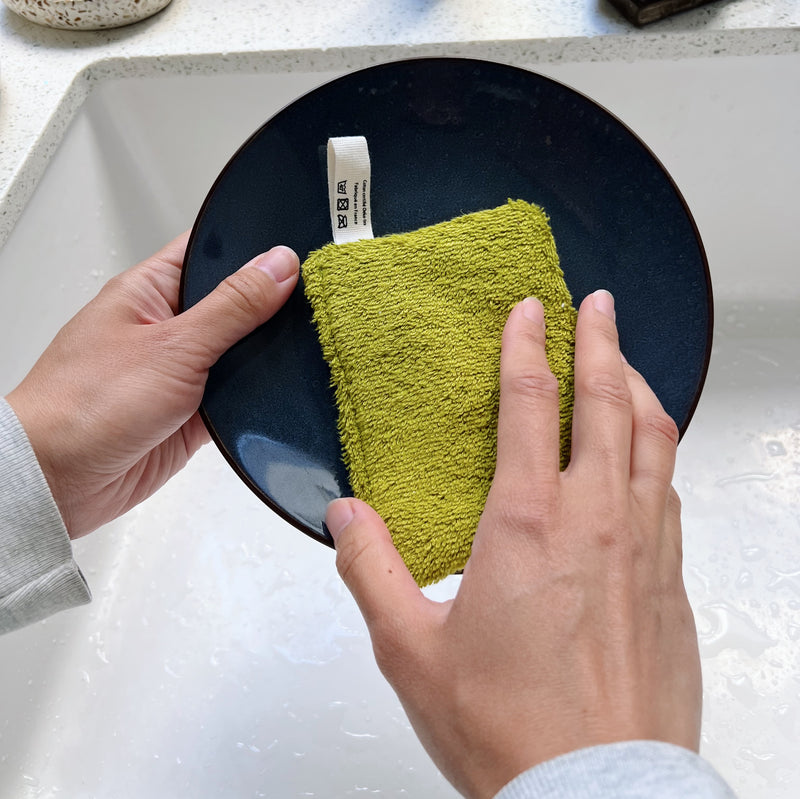 Éponge vaisselle lavable et réutilisable - Verte
