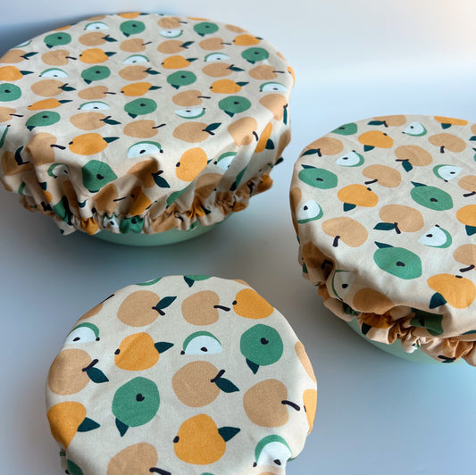 Kit de 3 Charlottes recouvre-plats en tissu 100% coton bio | POMME